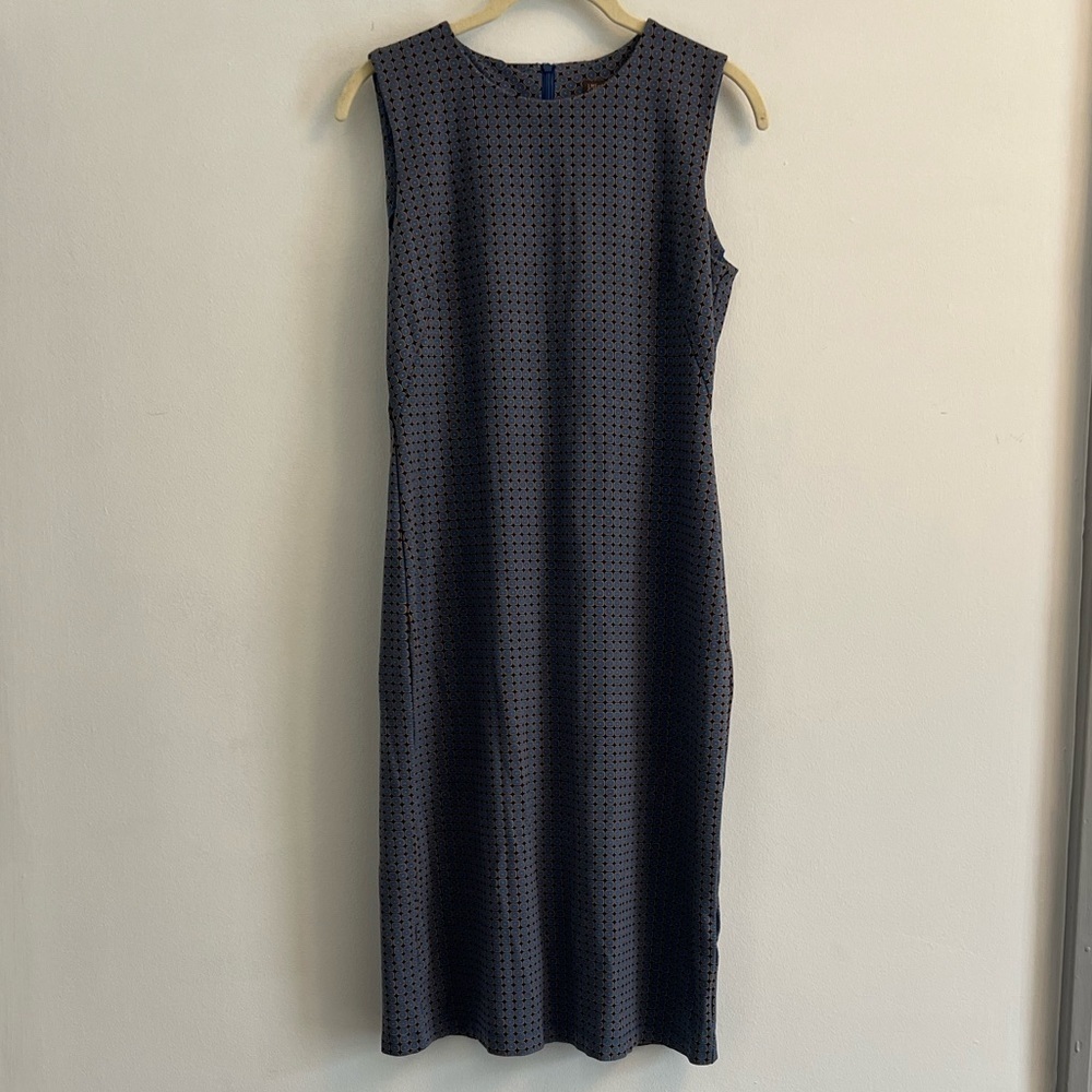 J. McLaughlin Sleeveless Patterned Shift Dress- Blue Sundress- Size M